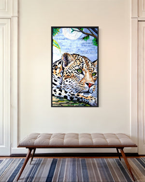 Leopard Portrait Marble Mosaic Wall Art  Handcrafted Leopard wall decor