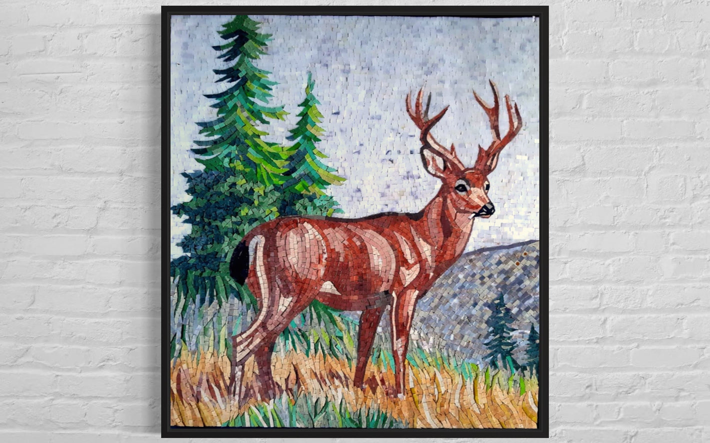 Deer  Mosaic Wall Art - Deer Art marble Mosaic mural