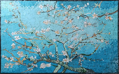 Blooming Almond by Vincent van Gogh Marble Mosaic backsplash tile