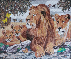 Lions Mosaic wall Art Marble Mosaic Murals