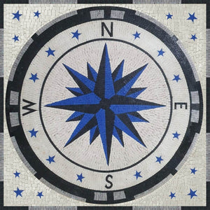 Mosaic compass floor tile handmade marble tile