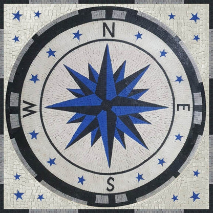 Mosaic compass floor tile handmade marble tile 