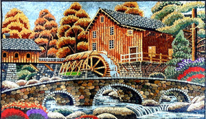 Cottage in Nature Wall Art Mosaic Tile Artwork Landscape Marble Mosaic Murals Custom Natural Stone Mosaic