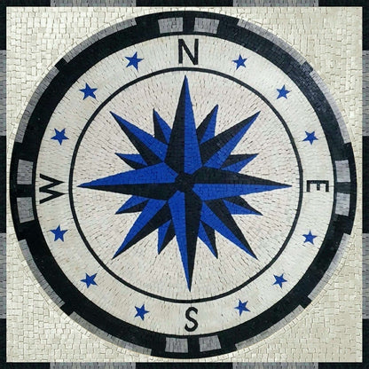 Compass Rose Nautical Marble Mosaic Tile Marble Compass Mosaic Ideal for Floor Pool or Tabletop Installation