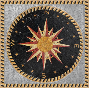 Mosaic compass floor tile handmade marble tile