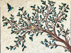 Mosaic Kitchen Backsplash | Olive Tree Branches & Leaves Marble Mosaic Tile