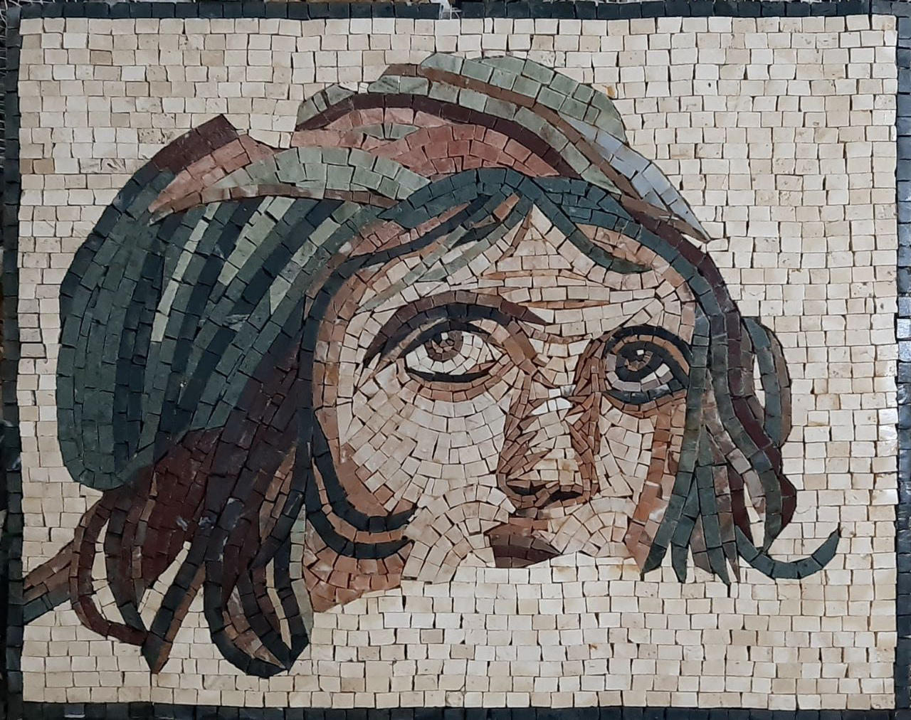 Gypsy Girl Roman Mosaic Reproduction