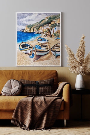 Beach and Boats Mosaic Art - Mosaic Wall Art - Wall Decor