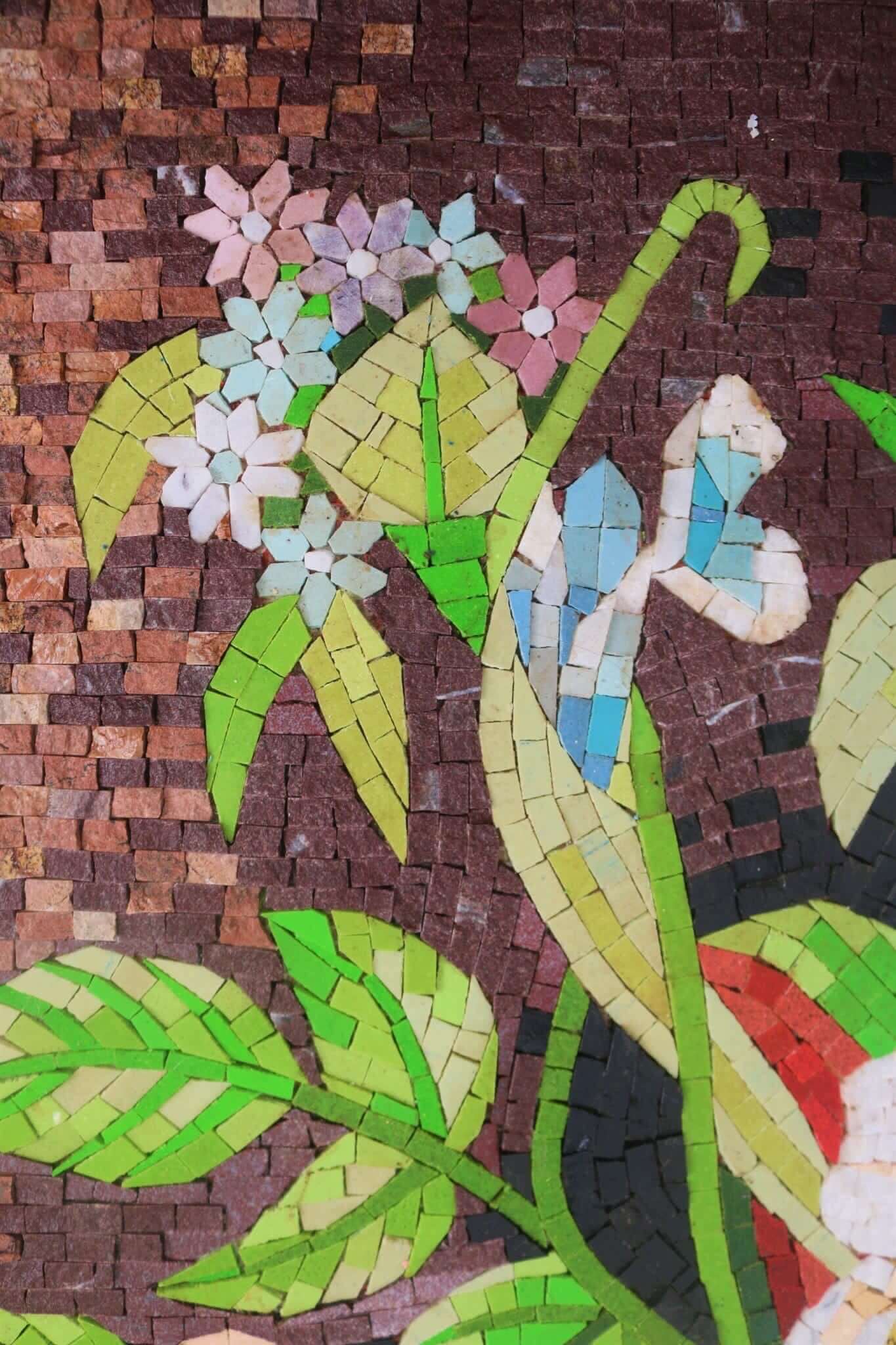 Flower mosaic wall art handmade mosaic floral mural 