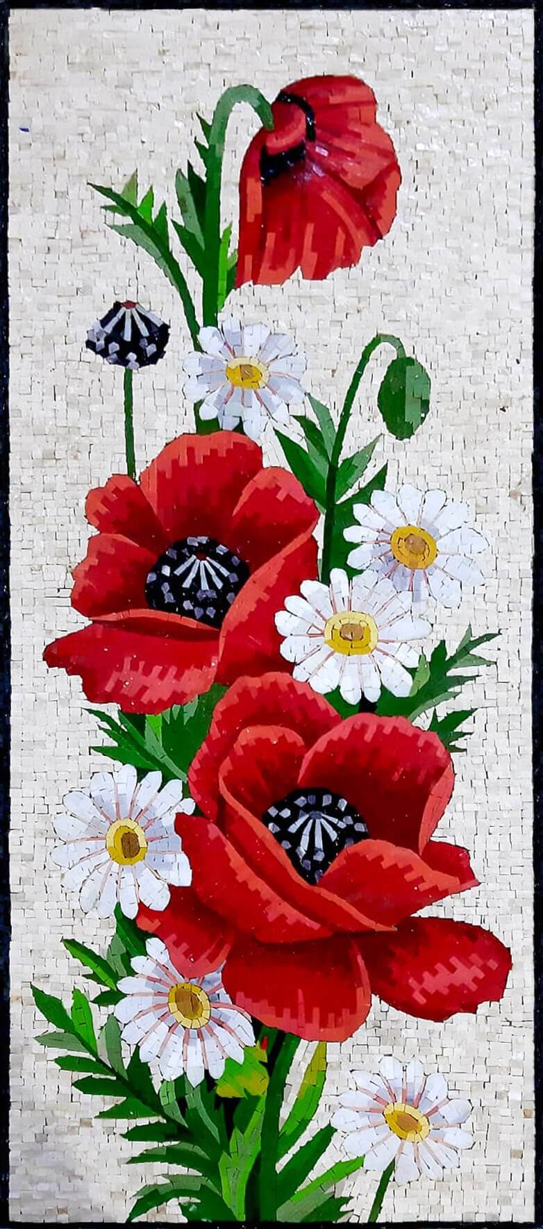 Flower mosaic wall art handmade mosaic floral mural 