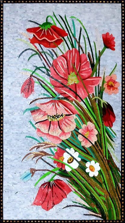 Flower mosaic wall art handmade mosaic floral mural 