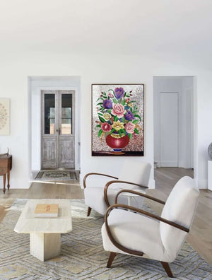 Flower mosaic wall art handmade mosaic floral mural 