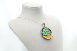 Sterling Silver necklace Tree of Life micro mosaic jewellery , luxury Gift for her , handmade jewellery