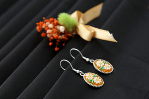 Sterling Silver earrings Flowers micro mosaic jewellery , luxury Gift for her , handmade Flowers Jewellery