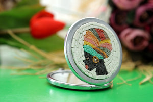 micro mosaic Makeup mirror , luxury Gift for her , Handmade hand Mirror